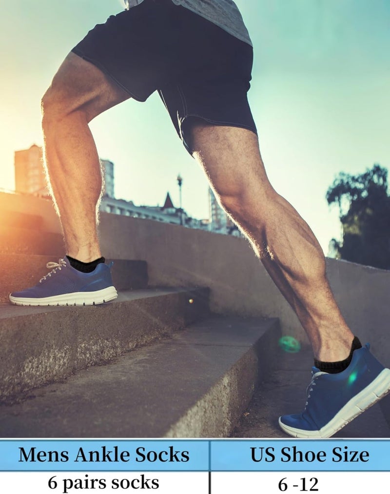Darller Mens Ankle Athletic Running Socks Low Cut Sports Cushioned Socks for Men 6 Pairs - Image 5